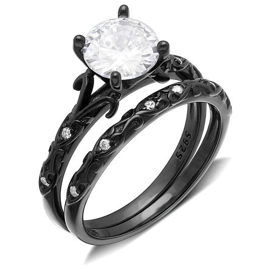 LanelleWeddingRingSetforWomenSterlingSilverEngagementRingMatchingBandbyGingerLyneCollection_Black-1