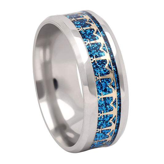 AnchorsWeddingBandRingWomenMenStainlessSteelBlueGingerLyneCollection_Silver-1
