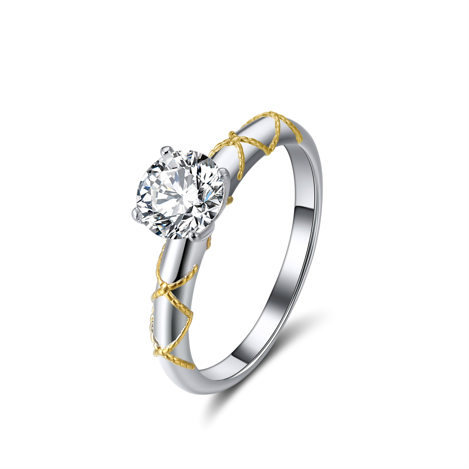 AmoreMiaEngagementRingWomen1CtMoissaniteSterlingSilverGingerLyneCollection_GoldTrim-1