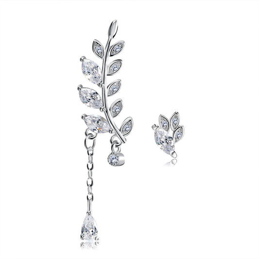 LeafCurvedDangleStudEarringsforWomenClearCubicZirconiaGingerLyneCollection_Clear-1