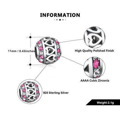 HeartCharmEuropeanBeadSterlingSilverPinkCZGingerLyneCollection_Pink-5