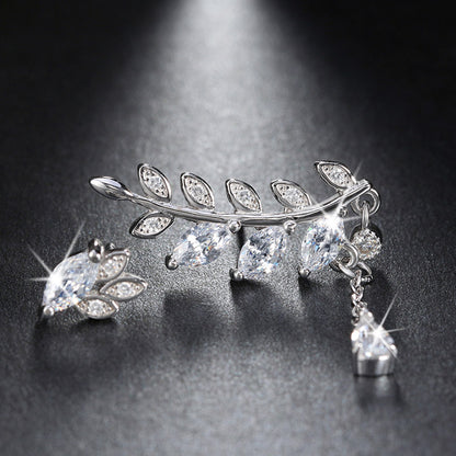 LeafCurvedDangleStudEarringsforWomenClearCubicZirconiaGingerLyneCollection_Clear-3