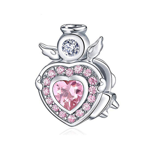 AngelHeartCharmEuropeanBeadSterlingSilverPinkCZGingerLyneCollection_Pink-1