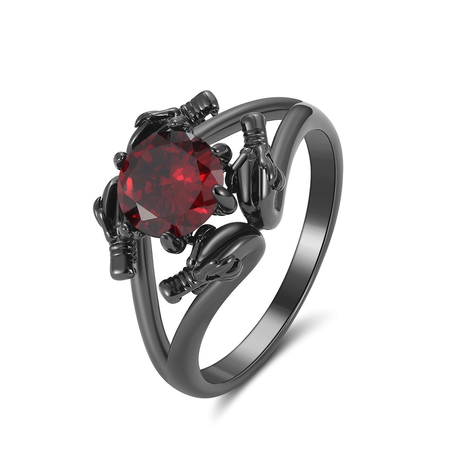 DragonRingforWomenSolitaireCzBlackGothicEngagementRingGingerLyneCollection_Red-2