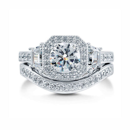 JulieannaWeddingRingSetforWomenSterlingSilverHaloEngagementCzBandGingerLyneCollection_Silver-1