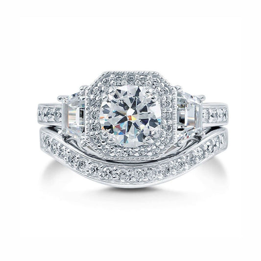 JulieannaWeddingRingSetforWomenSterlingSilverHaloEngagementCzBandGingerLyneCollection_Silver-1
