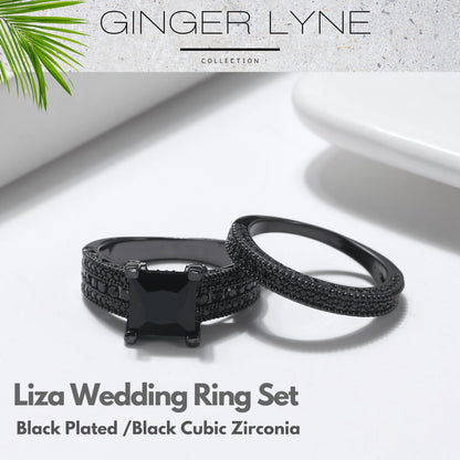 LizaBlackWeddingRingSetforWomanCzGothicEngagementRingGingerLyneCollection_Black-2