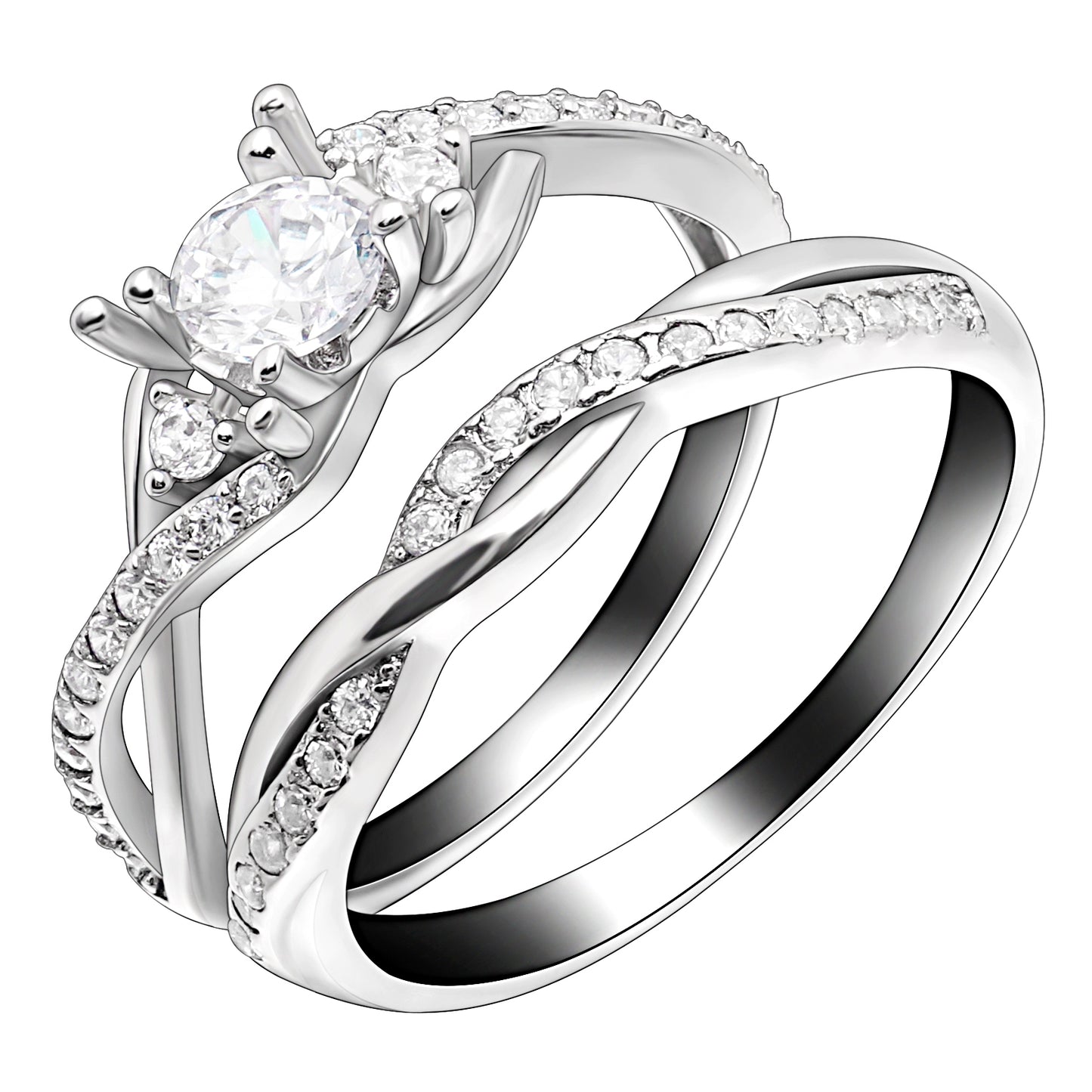 ContessaWeddingRingSetforWomenSterlingSilverEngagementRingCzBandGingerLyneCollection_Silver-1