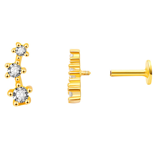 GraduatedCZFlatBackEarringsforWomenSterlingSilverCartilageHelixUpperLobeBodyPiercingStudsGingerLyne_Gold-1