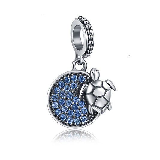 SeaTurtleCharmEuropeanBeadBlueCZSterlingSilverGingerLyneCollection_Blue-1