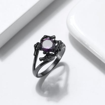 DragonRingforWomenSolitaireCzBlackGothicEngagementRingGingerLyneCollection_Purple-3