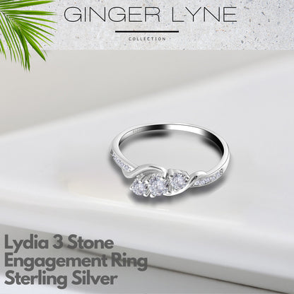 3StoneEngagementRingforWomen,SterlingSilverCubicZirconiaWeddingRingforHerGingerLyneCollection_Silver-2