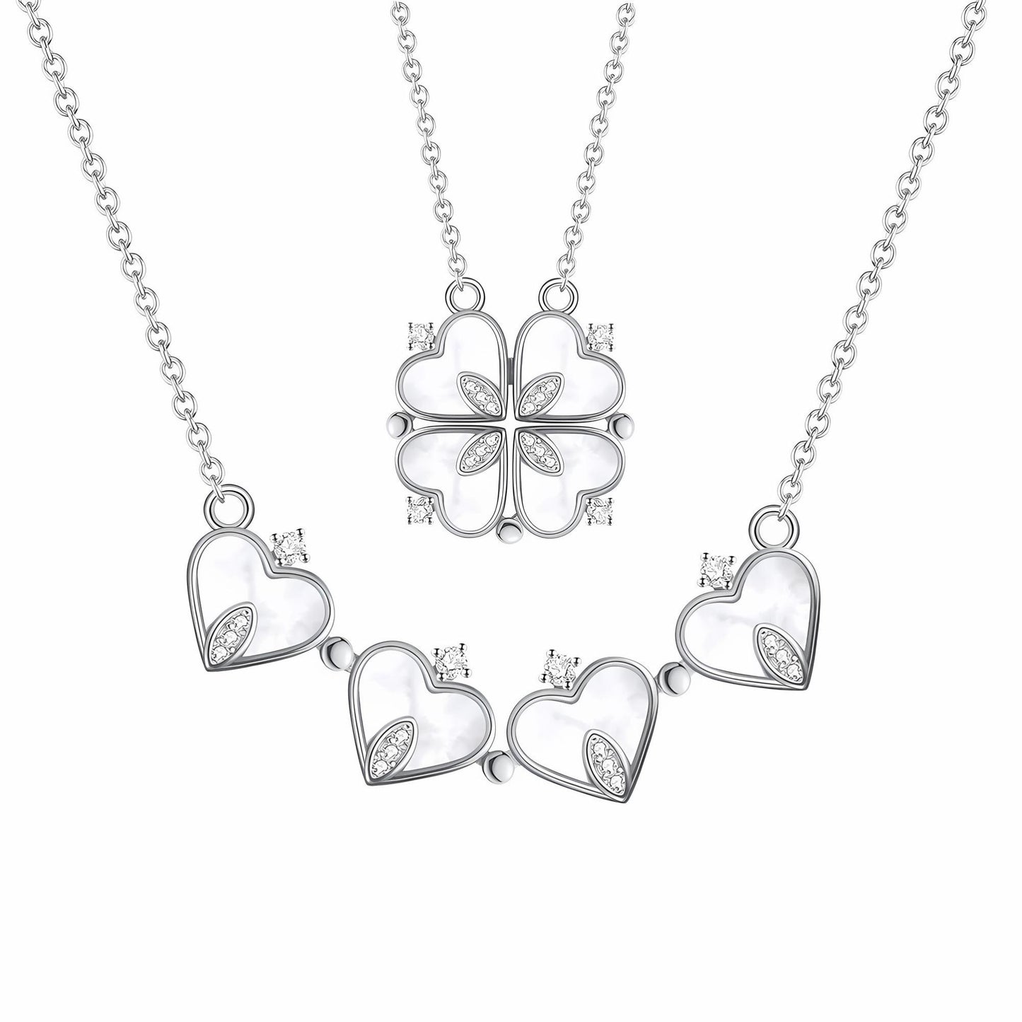 4LeafCloverHeartPendantNecklaceforWomenMagneticSterlingSilverGingerLyneCollection_WhiteGold/Sterling-1