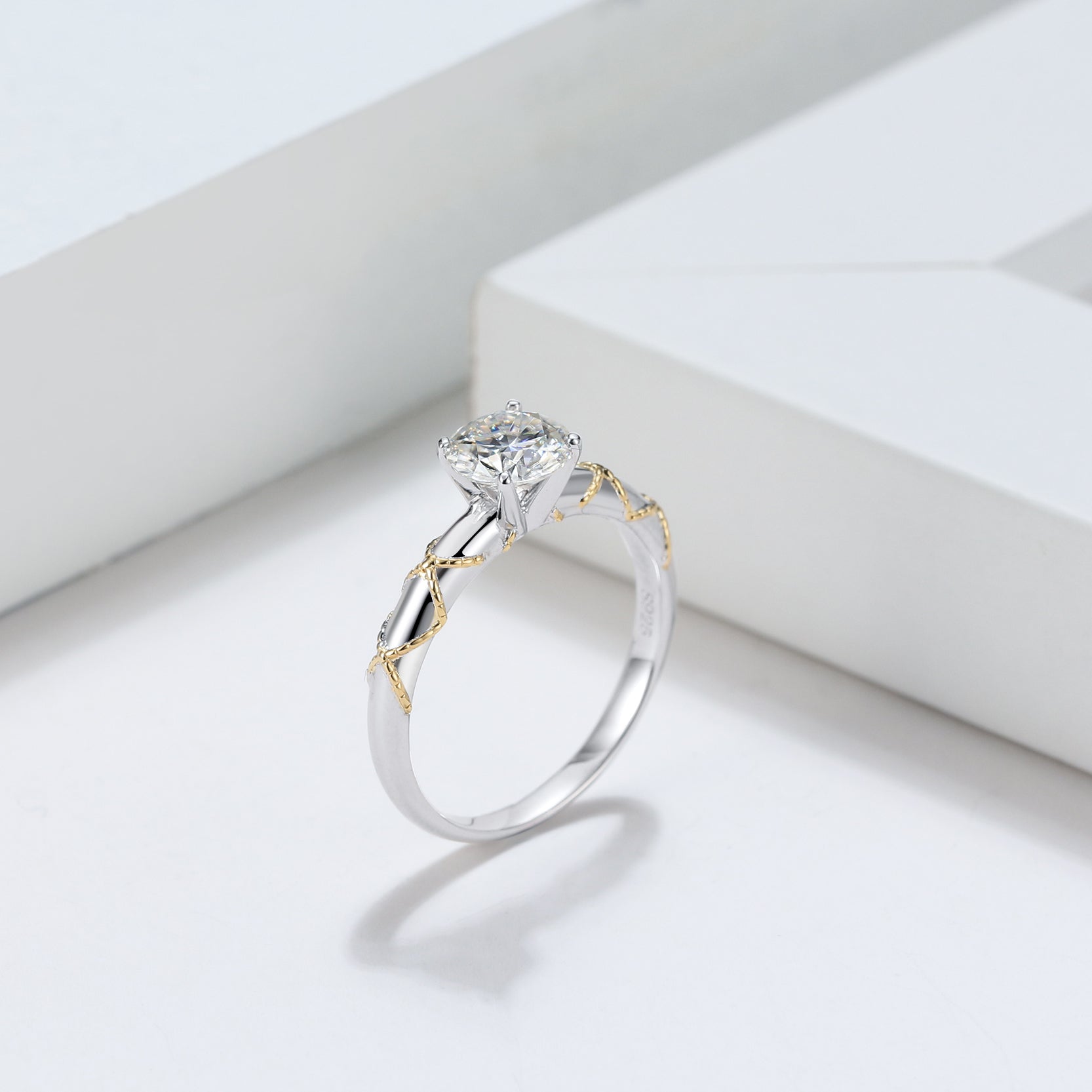 AmoreMiaEngagementRingWomen1CtMoissaniteSterlingSilverGingerLyneCollection_GoldTrim-2