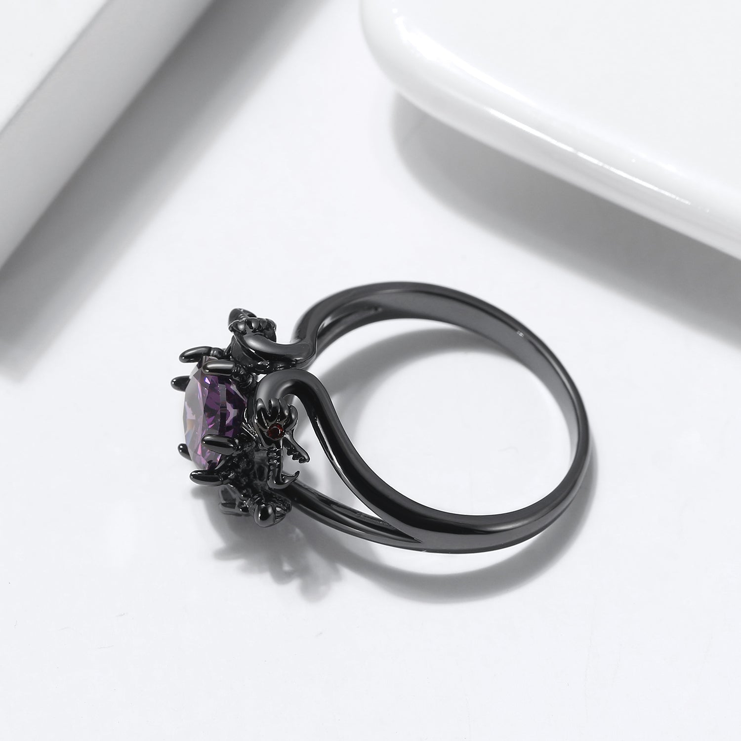 DragonRingforWomenSolitaireCzBlackGothicEngagementRingGingerLyneCollection_Purple-5