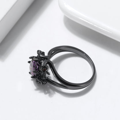 DragonRingforWomenSolitaireCzBlackGothicEngagementRingGingerLyneCollection_Purple-5