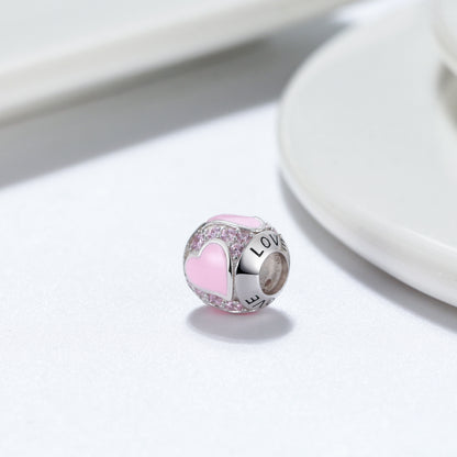 LoveHeartCharmEuropeanBeadSterlingSilverPinkCZGingerLyneCollection_Pink-4