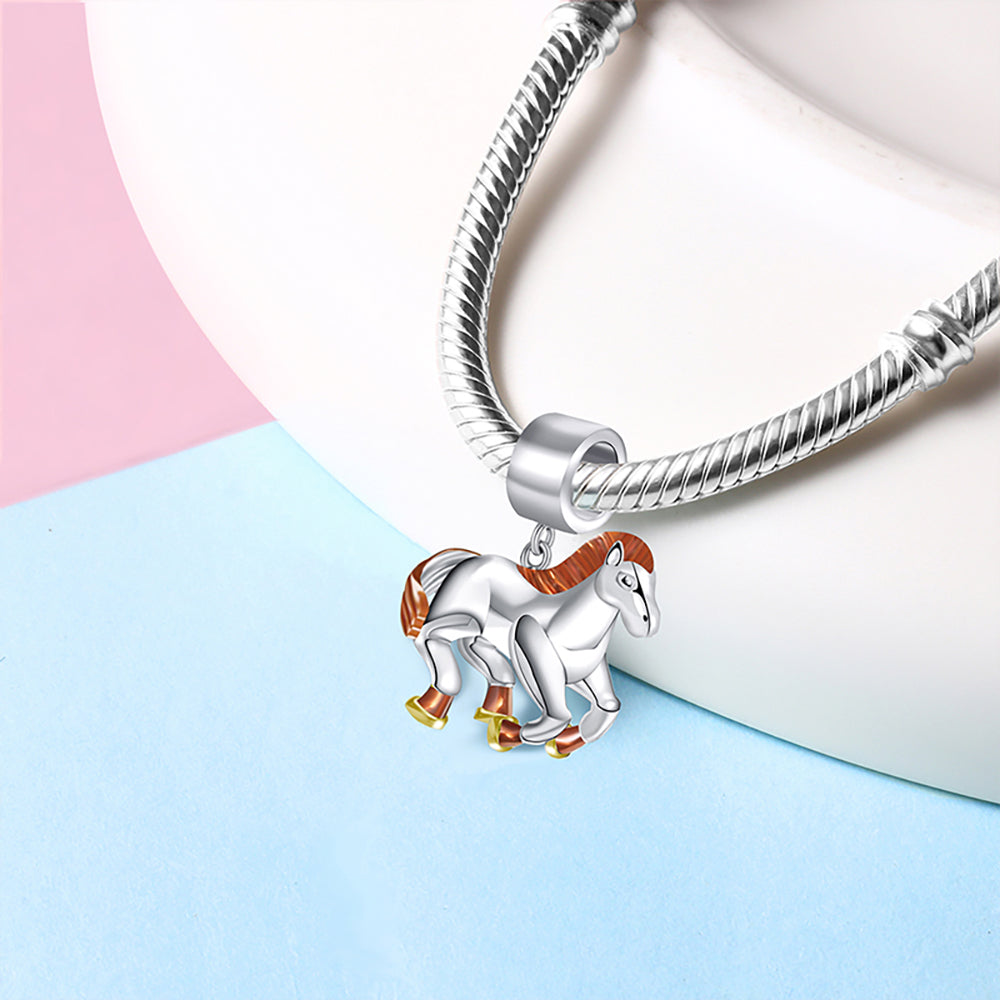 PonyHorseCharmforWomenEuropeanBeadThreeToneGoldSterlingSilverGingerLyneCollection_Silver-2