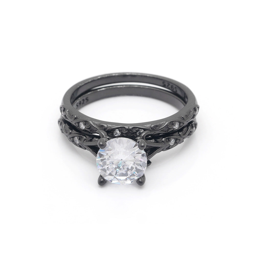 LanelleWeddingRingSetforWomenSterlingSilverEngagementRingMatchingBandbyGingerLyneCollection_Black-2