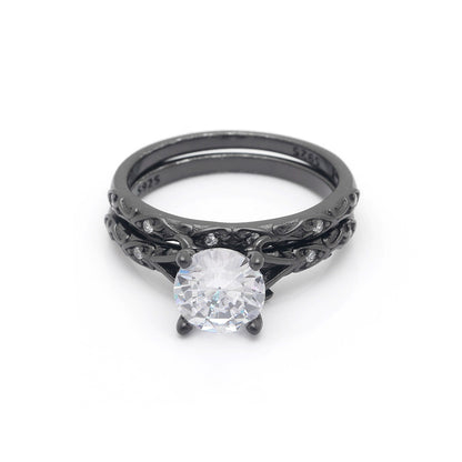 LanelleWeddingRingSetforWomenSterlingSilverEngagementRingMatchingBandbyGingerLyneCollection_Black-2