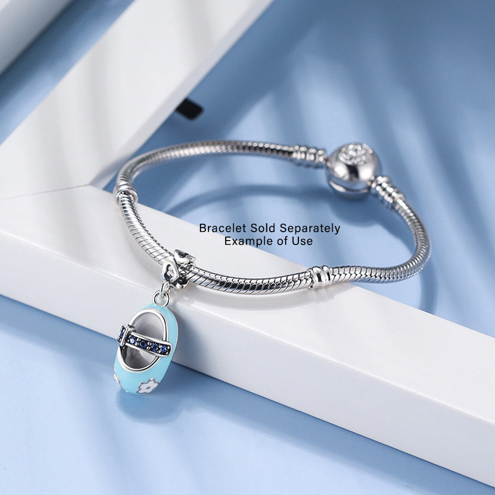 BabyShoeCharmEuropeanStyleBlueorPinkSterlingSilverCZGingerLyneCollection_CharmsBootieBlue-2