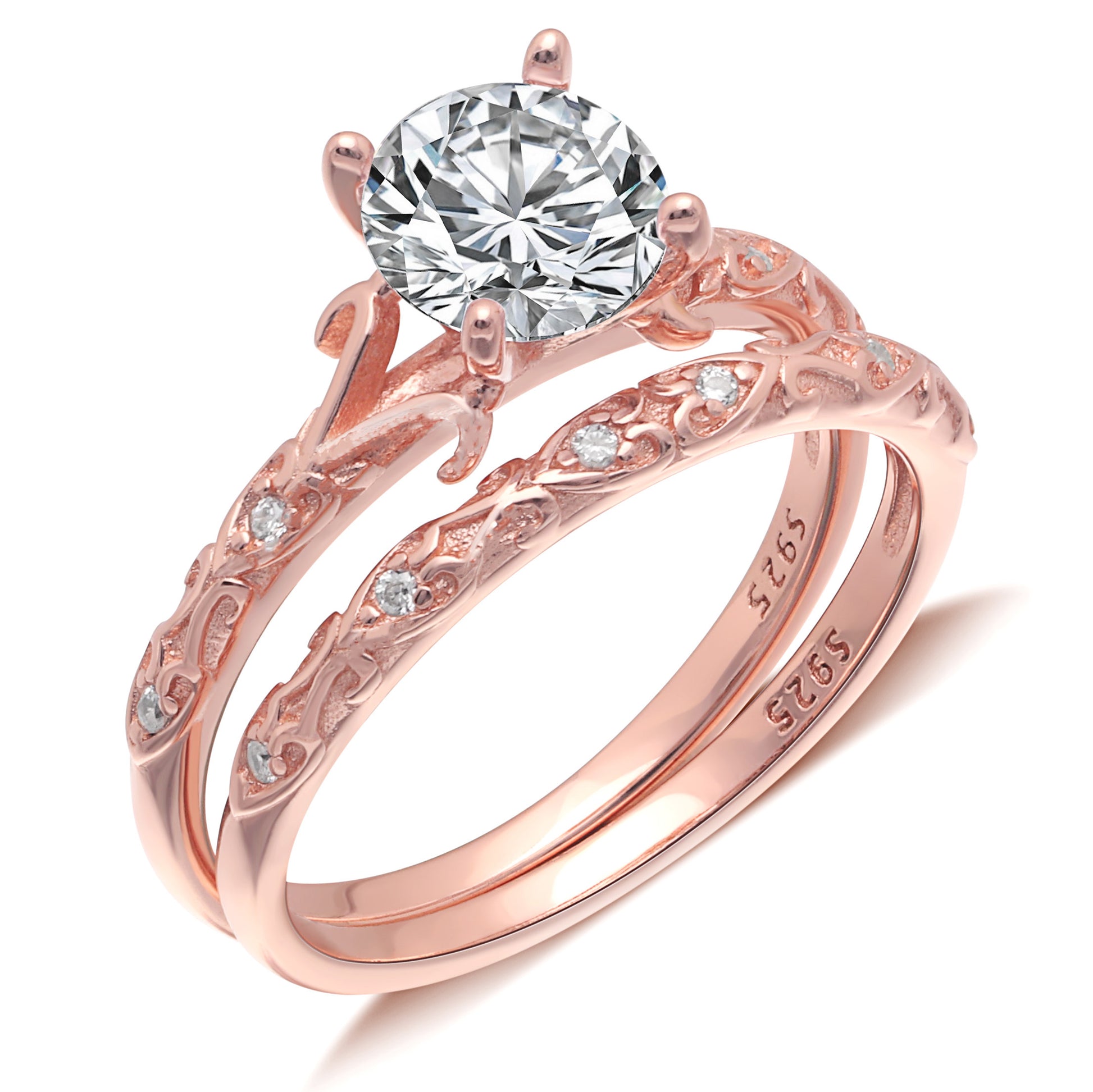 LanelleWeddingRingSetforWomenSterlingSilverEngagementRingMatchingBandbyGingerLyneCollection_RoseGold-1