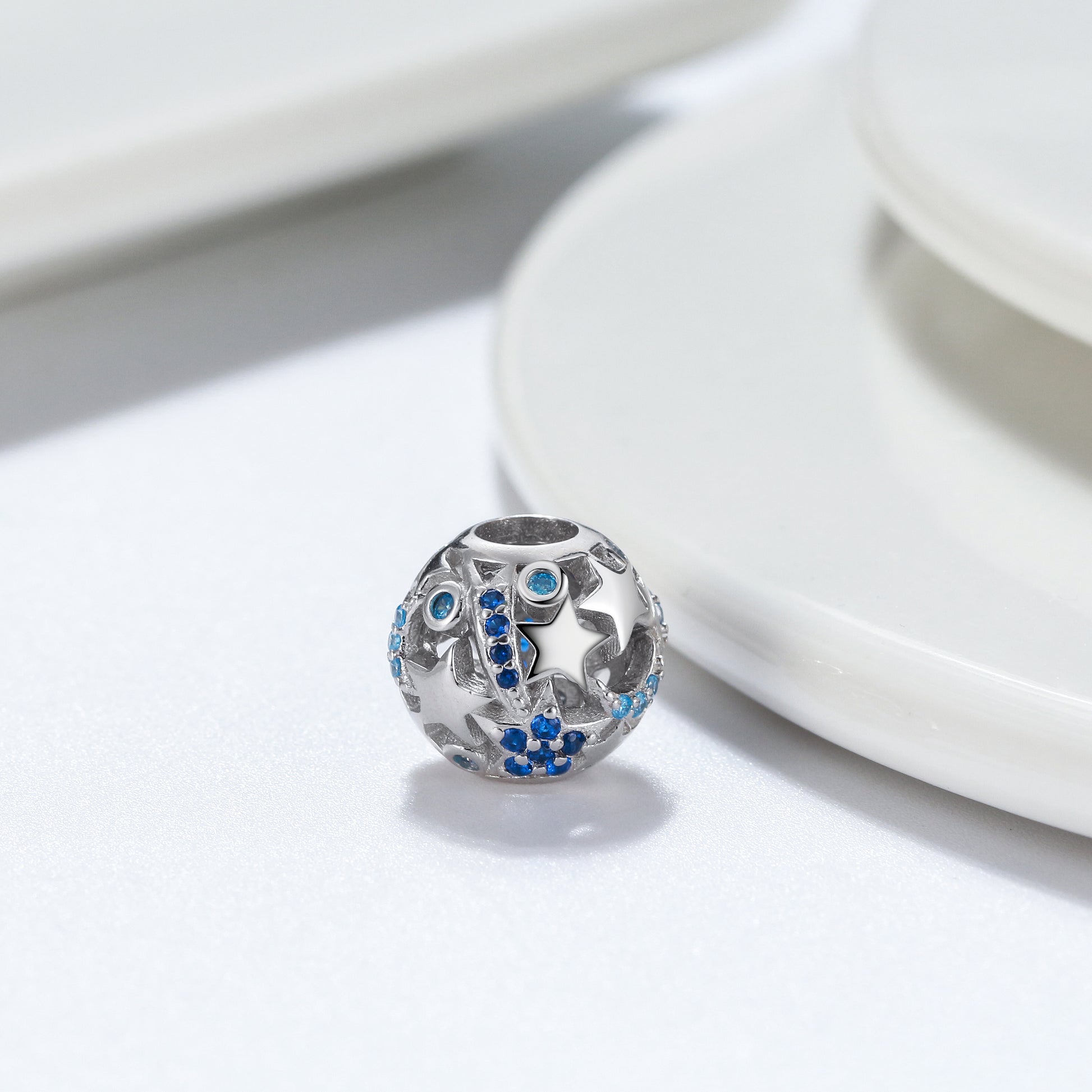 MoonsandStarsCharmEuropeanBeadCZSterlingSilverGingerLyneCollection_Blue-2