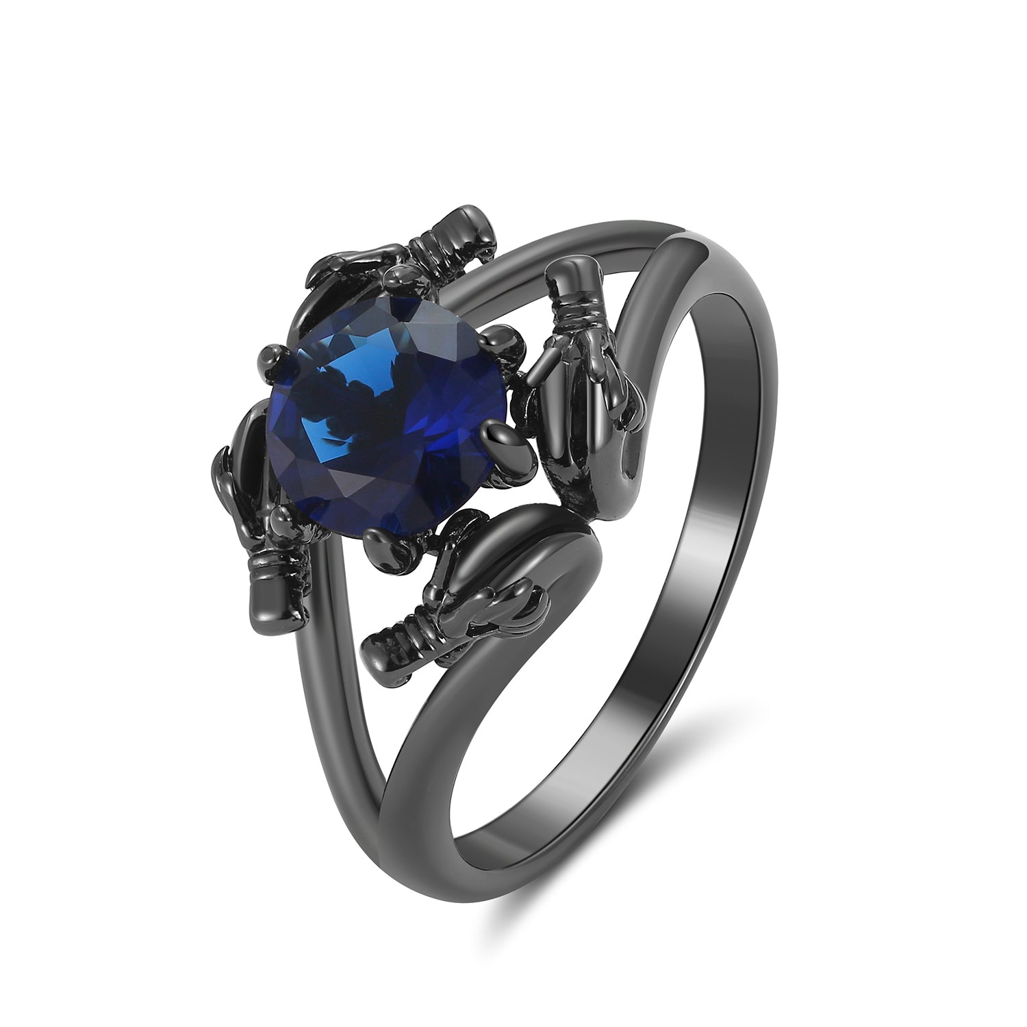 DragonRingforWomenSolitaireCzBlackGothicEngagementRingGingerLyneCollection_Blue-2