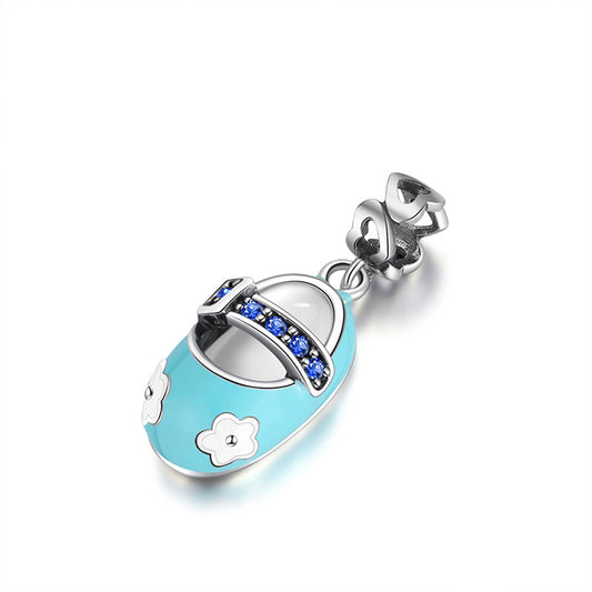 BabyShoeCharmEuropeanStyleBlueorPinkSterlingSilverCZGingerLyneCollection_CharmsBootieBlue-1