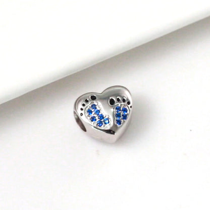 BabyFootprintsHeartCharmforWomenEuropeanBeadCZSterlingSilverGingerLyneCollection_Blue-4