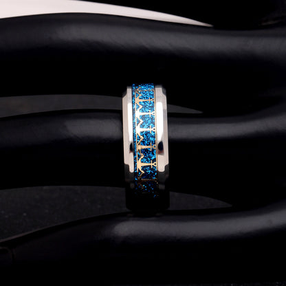 AnchorsWeddingBandRingWomenMenStainlessSteelBlueGingerLyneCollection_Silver-3
