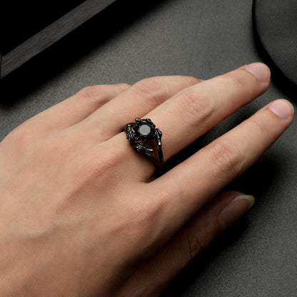 DragonRingforWomenSolitaireCzBlackGothicEngagementRingGingerLyneCollection_Black-6