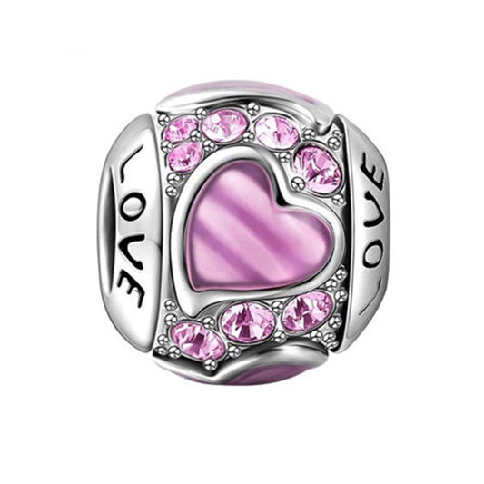 LoveHeartCharmEuropeanBeadSterlingSilverPinkCZGingerLyneCollection_Pink-1