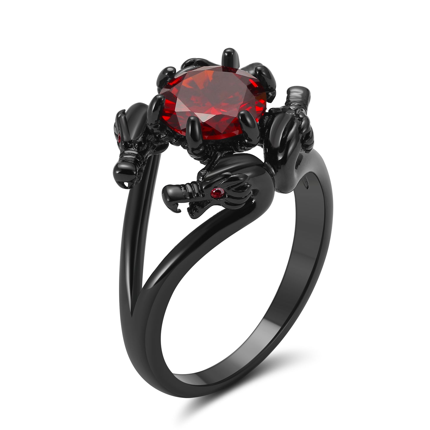 DragonRingforWomenSolitaireCzBlackGothicEngagementRingGingerLyneCollection_Red-1