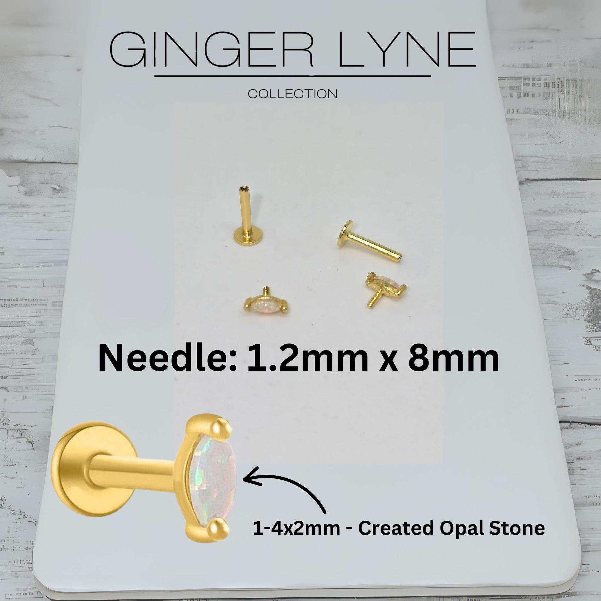 CreatedOpalFlatBackEarringsforCartilageHelixTragusLobe16gGoldoverSterlingSilverStudsSetbyGingerLyne_White-2