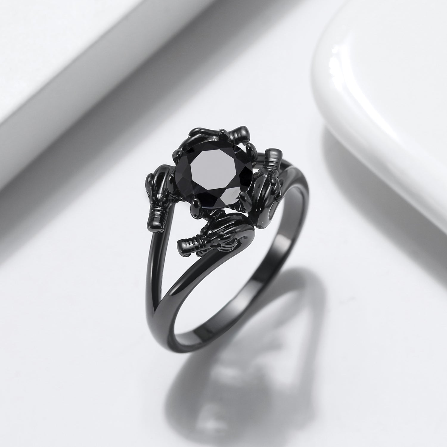 DragonRingforWomenSolitaireCzBlackGothicEngagementRingGingerLyneCollection_Black-3