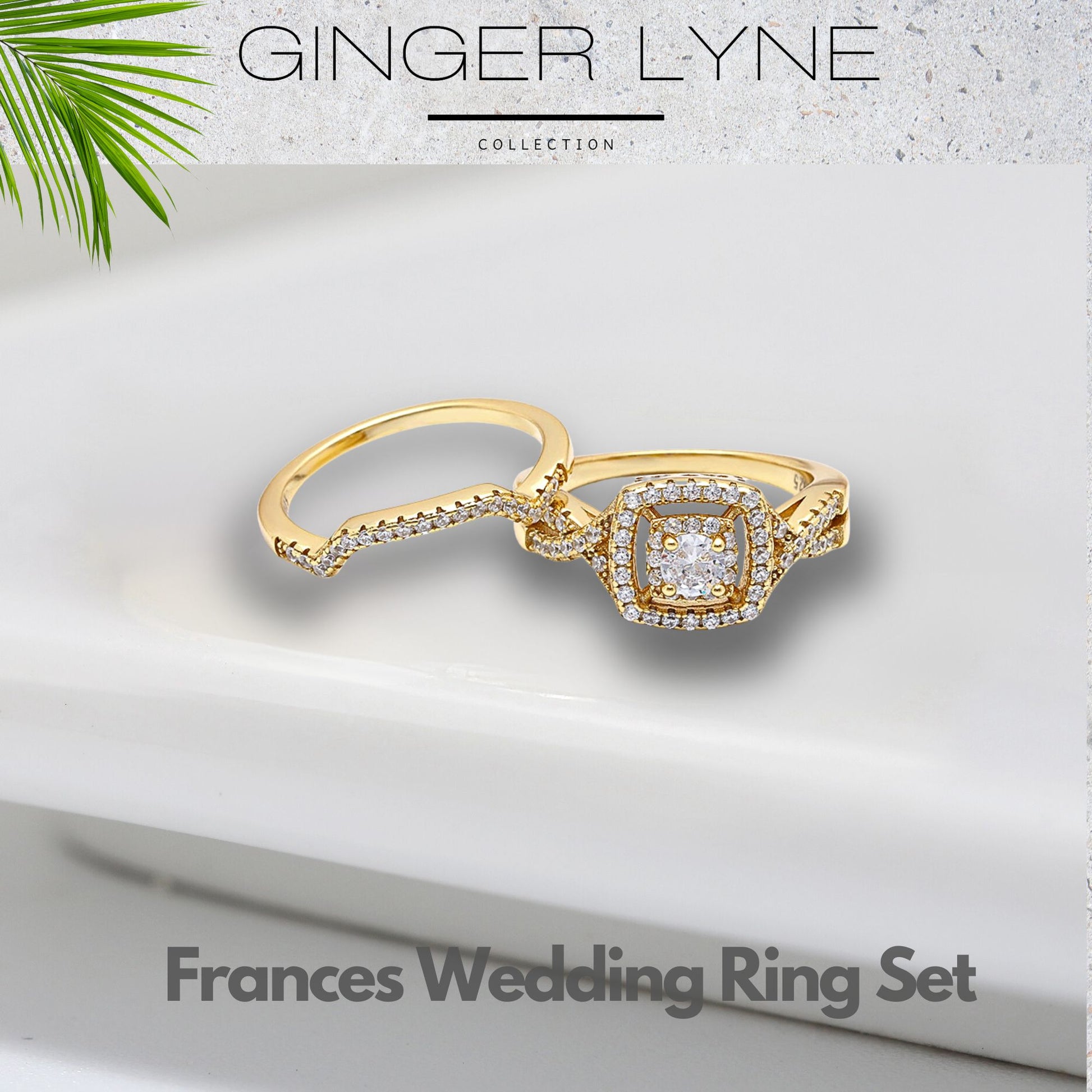 CZWeddingRingSetforWomenHaloEngagementRingWeddingBandGingerLyneCollection_GoldPlated-4