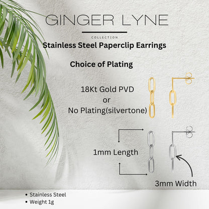 PaperclipChainLinkDangleEarringsforWomenGoldorSilverStainlessSteelGingerLyneCollection_Gold-5