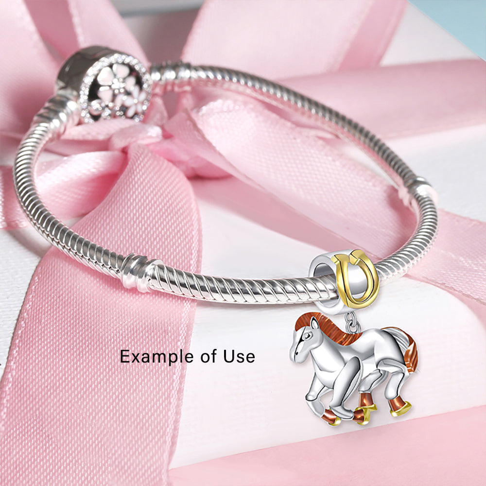 PonyHorseCharmforWomenEuropeanBeadThreeToneGoldSterlingSilverGingerLyneCollection_Silver-3