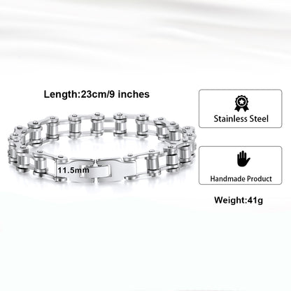 BikerBraceletforMenStainlessSteelBraceletGothMotorcycleBikeChainbyGingerLyne_Silver-4