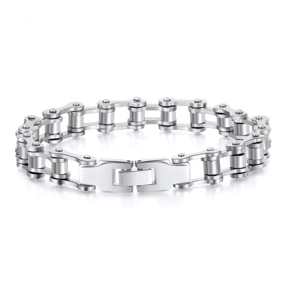 BikerBraceletforMenStainlessSteelBraceletGothMotorcycleBikeChainbyGingerLyne_Silver-1