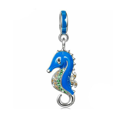 SeahorseCharmEuropeanBeadBlueEnamelOverSterlingSilverGingerLyneCollection_Blue-1