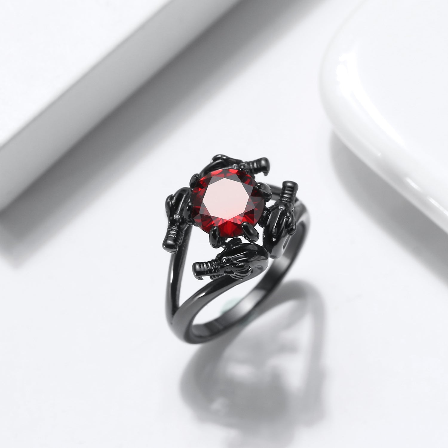 DragonRingforWomenSolitaireCzBlackGothicEngagementRingGingerLyneCollection_Red-3