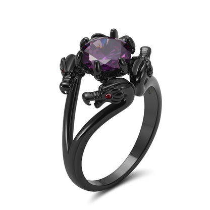 DragonRingforWomenSolitaireCzBlackGothicEngagementRingGingerLyneCollection_Purple-1