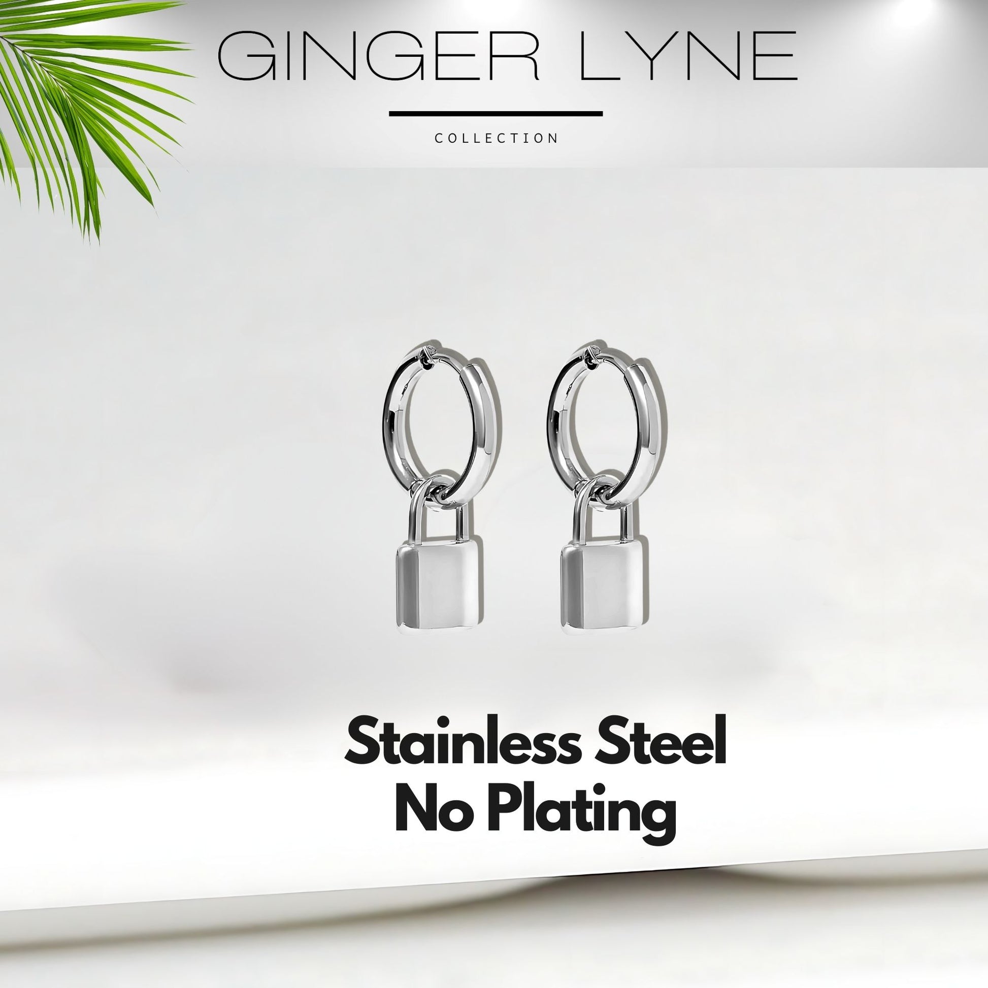PadlockDangleHoopEarringsforWomenGoldorSilverStainlessSteelGingerLyneCollection_Gold-5