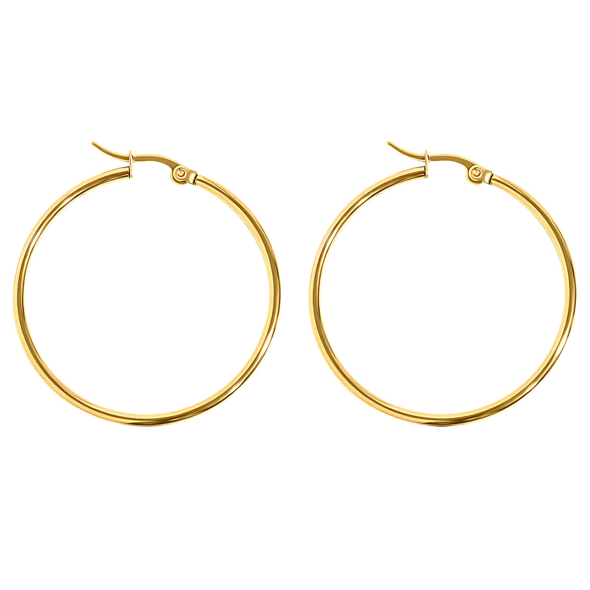 PlainLargeHoopEarringsforWomenGoldStainlessSteelGingerLyneCollection_Gold-1