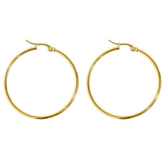 PlainLargeHoopEarringsforWomenGoldStainlessSteelGingerLyneCollection_Gold-1