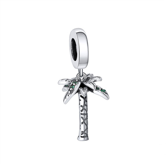 PalmTreeCharmEuropeanBeadGreenCZSterlingSilverGingerLyneCollection_Silver-1