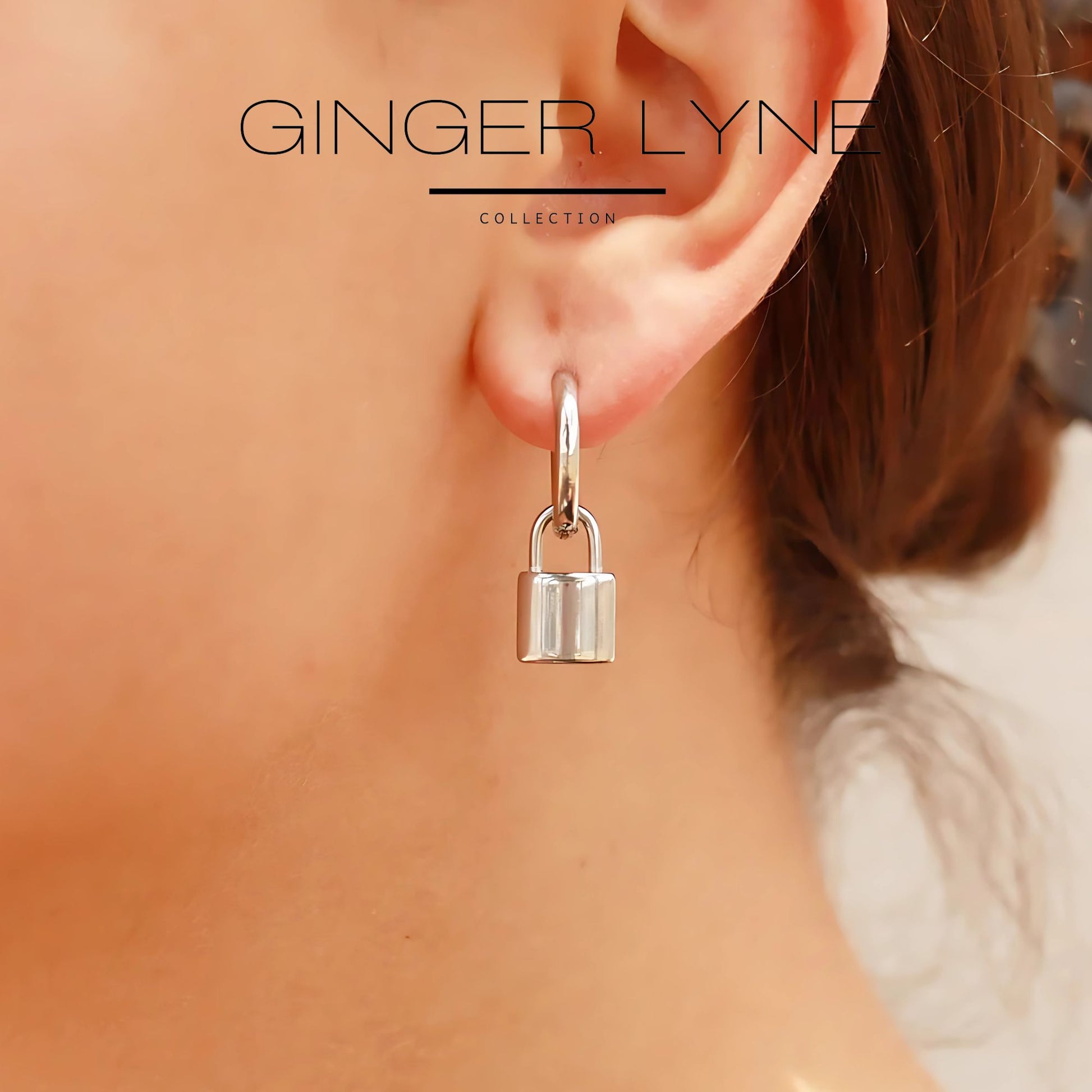PadlockDangleHoopEarringsforWomenGoldorSilverStainlessSteelGingerLyneCollection_Gold-4