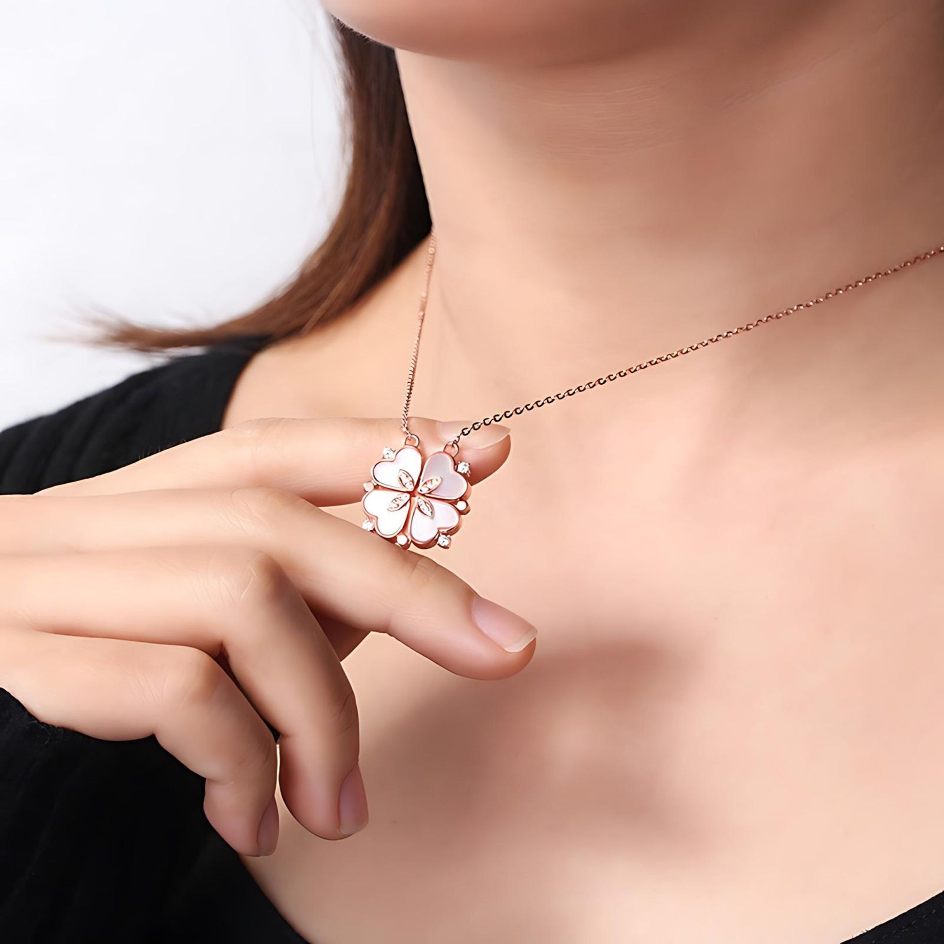 4LeafCloverHeartPendantNecklaceforWomenMagneticSterlingSilverGingerLyneCollection_RoseGold/Sterling-6